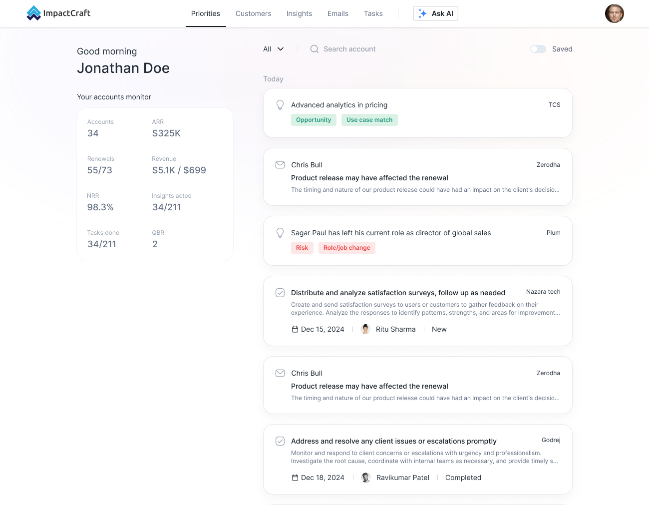Direction 2 — an accounts monitor beside a categorised activity feed